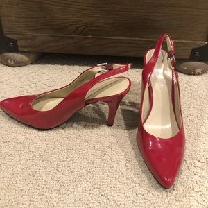 Red patent leather Nine West heels